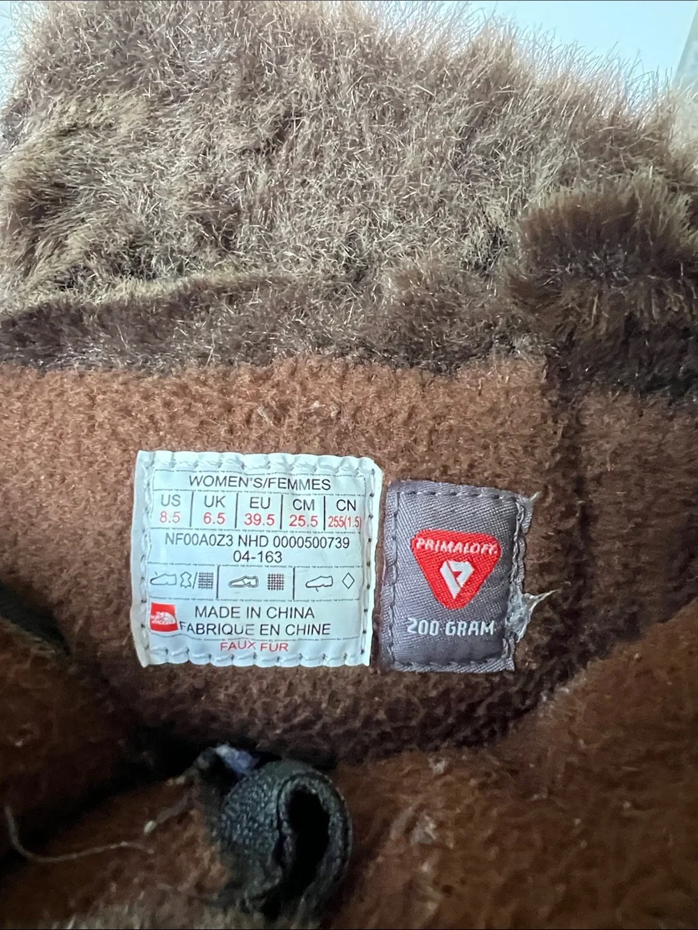 The North Face Nuptse Purna winter boots brown suede multi tweed faux fur 8.5